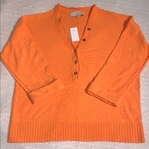 LOFT Orange V-Neck Sweater